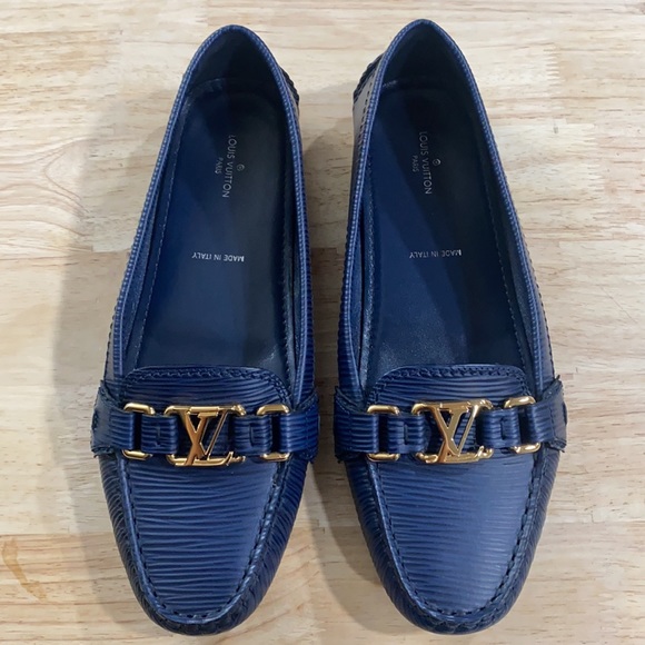 Louis Vuitton Blue Epi Leather Oxford Flat Loafers - Picture 2 of 8